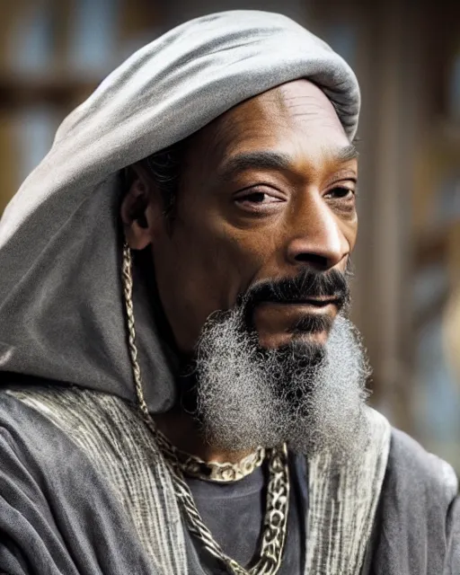 Image similar to Snoop Dogg in the role of Gandalf the Grey, film still, amazing short, 8K, IMAX, ultra detailed