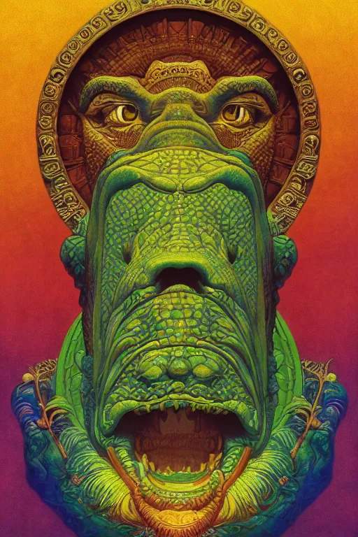 Image similar to beautiful crocodile head god by maxfield parrish, mandala, coherent design, symmetrical, vivid colors, digital watercolor ink illustration painting, complementary color, golden ratio, detailed, sharp lines, sharp focus, intricate, rainbowshift, artgerm, gustave dore, alphonse mucha, octane render