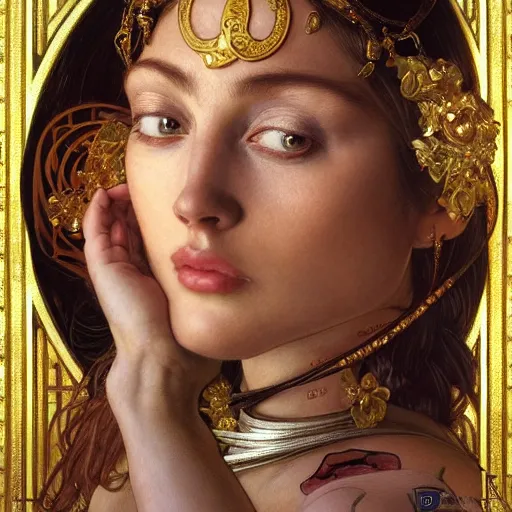 Image similar to an portrait of a beautiful alluring female goddess, detailed, centered, digital painting, artstation, concept art, donato giancola, Dante Gabriel Rossetti, alphonse mucha, Joseph Christian Leyendecker, WLOP, Boris Vallejo, Annie Leibovitz and Steve McCurry, David Lazar, Jimmy Nelsson, Breathtaking, 8k resolution, extremely detailed, beautiful, establishing shot, artistic, hyperrealistic, beautiful face, octane render