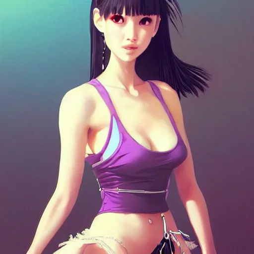 Image similar to a beautiful young japanese natalie portman alluring gravure model, wearing elaborate designer tank top, by akira toriyama and wlop and ilya kuvshinov and artgerm and, aesthetic, gorgeous, stunning, alluring, attractive, artstation, deviantart, pinterest, digital art