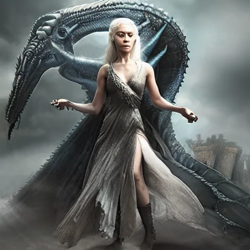 Image similar to digital matte painting of daenerys targaryen dancing alone in a dark gothic style ballroom, detailed face dark dramatic mysterious style of luis royo, 8 0 mm camera, high detail, hd 8 k