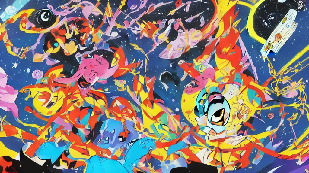 Image similar to poster art by Tomokazu Matsuyama, featured on pixiv, space art, 2d game art, cosmic horror, official art