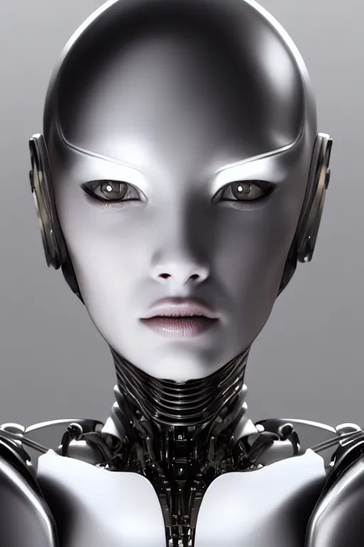 Image similar to Mechanical but elegant female android looking, organic elegant sleek design, cinematic lighting, intricate, elegant, super highly detailed, art station, concept art, smooth, sharp focus, no blur, no dof, extreme illustrationPhotorealism, HD quality, 8k resolution, cinema 4d, 3D, beautiful, delicate, art by artgerm and greg rutkowski and alphonse mucha and loish and WLOP