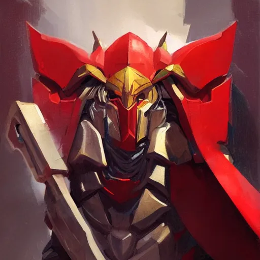 Image similar to greg manchess portrait painting of armored overlord momon with red cloak as overwatch character, medium shot, asymmetrical, profile picture, organic painting, sunny day, matte painting, bold shapes, hard edges, street art, trending on artstation, by huang guangjian and gil elvgren and sachin teng