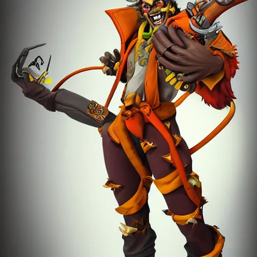 Image similar to Joacquin Phoenix as Junkrat from Overwatch, full body shot, photorealistic, portrait