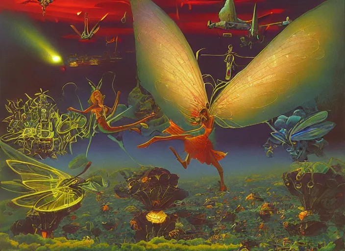 Image similar to fairy dance by kilian eng, chris foss, rodney matthews, robert mccall, jacek yerka and vladimir kush, oil on canvas