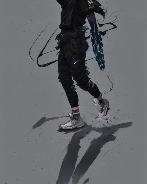 Image similar to Medium shot of a character wearing Nike ACG+Acronym+Riot Division in the style of greg rutkowski