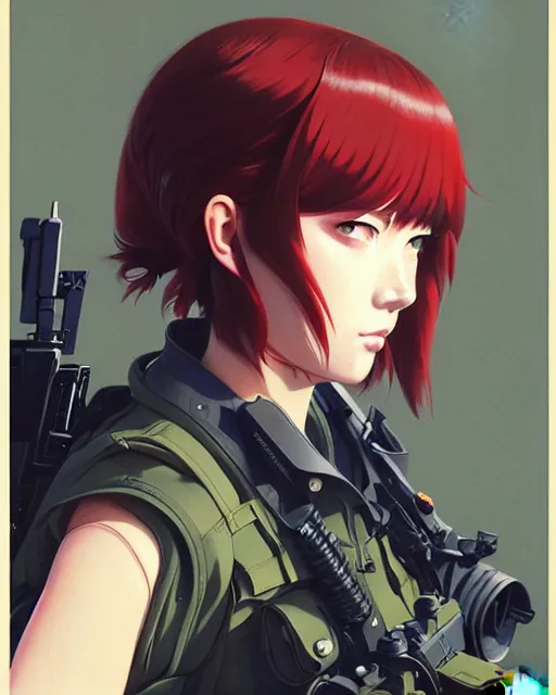 Image similar to girl wearing tactical gear, very anime, fine - face, audrey plaza, realistic shaded perfect face, fine details. anime. realistic shaded lighting poster by ilya kuvshinov katsuhiro otomo ghost - in - the - shell, magali villeneuve, artgerm, jeremy lipkin and michael garmash and rob rey