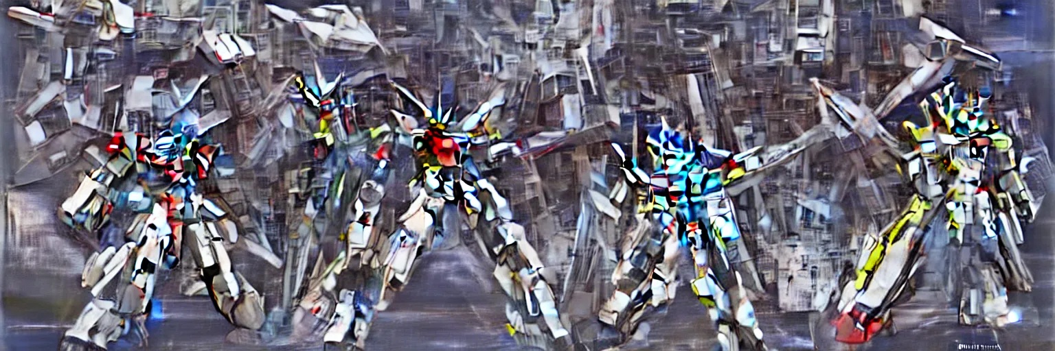 Prompt: Gundam Factory by Yoshitake amano