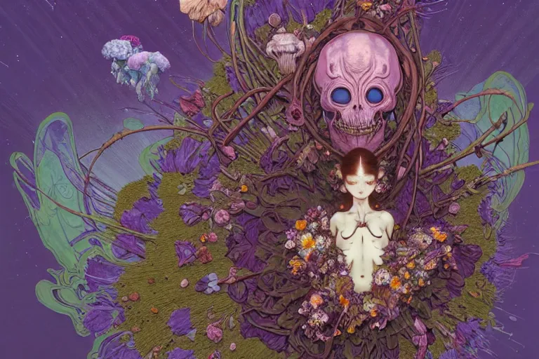 Image similar to the platonic ideal of flowers, rotting, insects and praying of cletus kasady carnage thanos dementor wild hunt doctor manhattan chtulu mandelbulb mandala ponyo spirited away davinci, d & d, fantasy, ego death, decay, dmt, psilocybin, art by artgerm and greg rutkowski and alphonse mucha