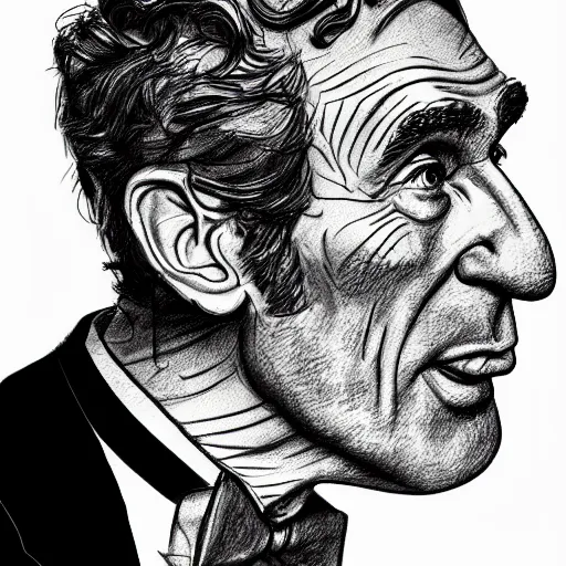 Image similar to a realistic yet scraggly portrait sketch of the side profile of a stern and sophisticated bill nye, trending on artstation, intricate details, in the style of frank auerbach, in the style of sergio aragones, in the style of martin ansin, in the style of david aja, in the style of mattias adolfsson