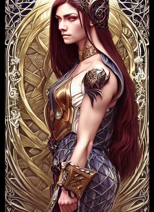 Prompt: Muscular and powerful medieval knight portrait, art nouveau, fantasy, intricate flower designs, elegant, highly detailed, sharp focus, art by Artgerm