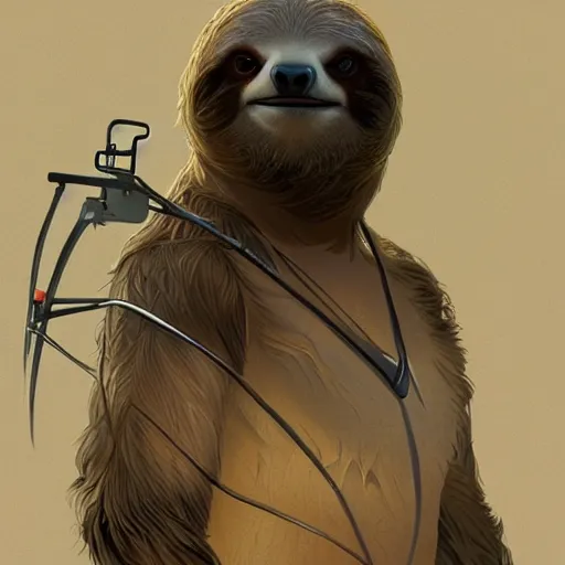 Prompt: detailed science - fiction character portrait of a sloth hang gliding, wild, highly detailed, digital painting, artstation, concept art, smooth, sharp focus, illustration, art by artgerm and greg rutkowski and alphonse mucha