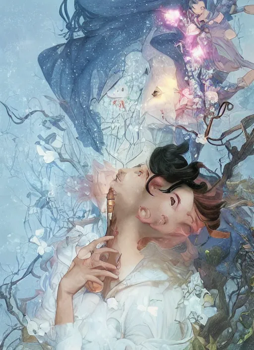 Image similar to disney snow white ( ( ana de armas ) ), dreamscape, girl, masterpiece, intricate, elegant, highly detailed, my rendition, digital painting, artstation, concept art, smooth, sharp focus, illustration, art by artgerm and greg rutkowski and alphonse mucha and uang guangjian and gil elvgren and sachin teng, symmetry!!