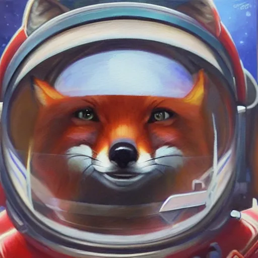 Image similar to A Fox Astronaut, oil painting, artstation, award winning,