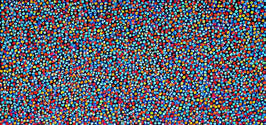 Image similar to clown apocalypse by yayoi kusama