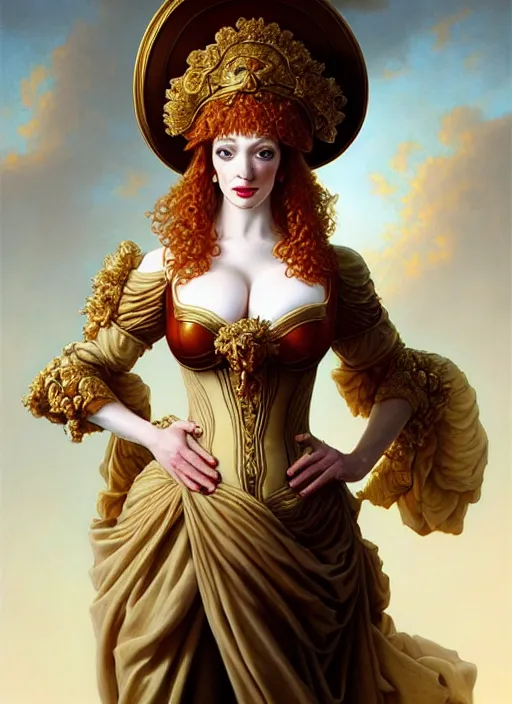 Image similar to christina hendricks dressed as napoleon, baroque painting, intricate, elegant, highly detailed, centered, digital painting, artstation, concept art, smooth, sharp focus, illustration, artgerm, tomasz alen kopera, peter mohrbacher, donato giancola, joseph christian leyendecker, wlop, boris vallejo