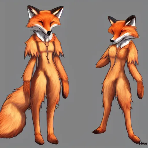 Prompt: an anthropomorphic fox, fursona!!!! trending on furaffinity, by kawacy, trending on artstation, full body