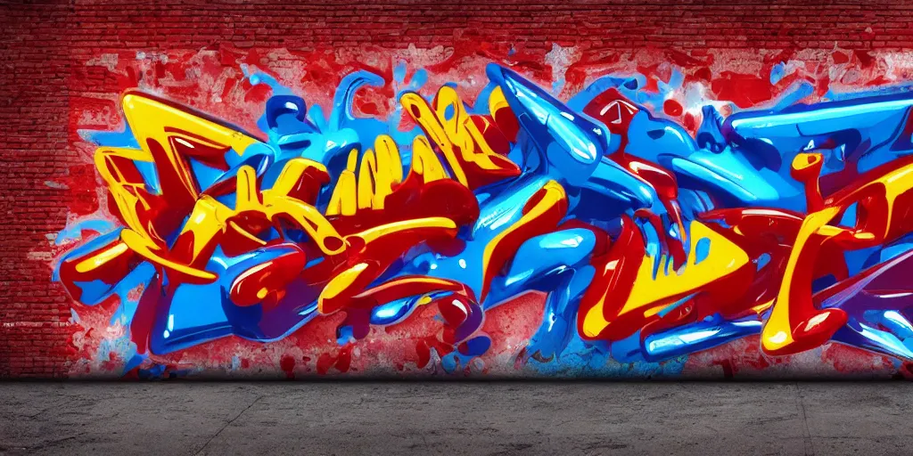 Image similar to 3 d! wildstyle graffiti, gradient! shading!, extreme wide angle, arrows, paint drips, in the style of daim!, totem, fleks, odeith, octane render, unreal engine, 4 k, reflective