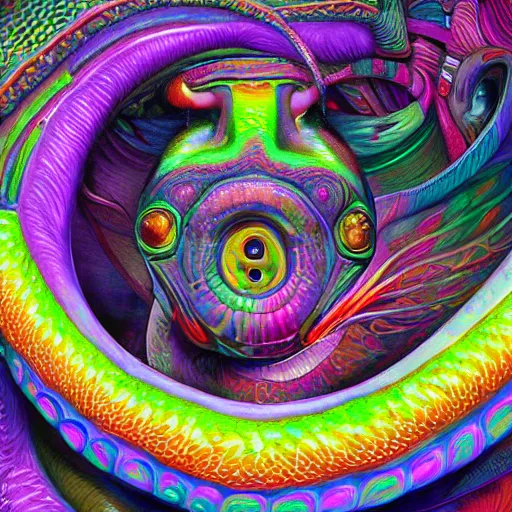 Prompt: psychedelic portrait of the rainbow serpent, digital painting, amazing detail, art station, cgsociety