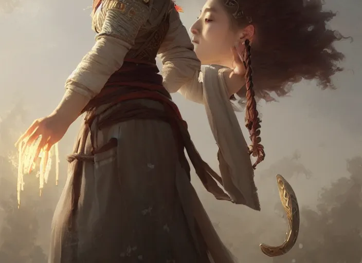 Prompt: seo yea - ji from eve as medieval peasant in spring wonderful masterpiece highly detailed scifi, beautiful cinematic light deep focus, elegant, digital painting, smooth, sharp focus, golden ratio, dramatic illumination, ultra realistic, 4 k, art by greg rutkowski wlop rossdraws detailed fingers