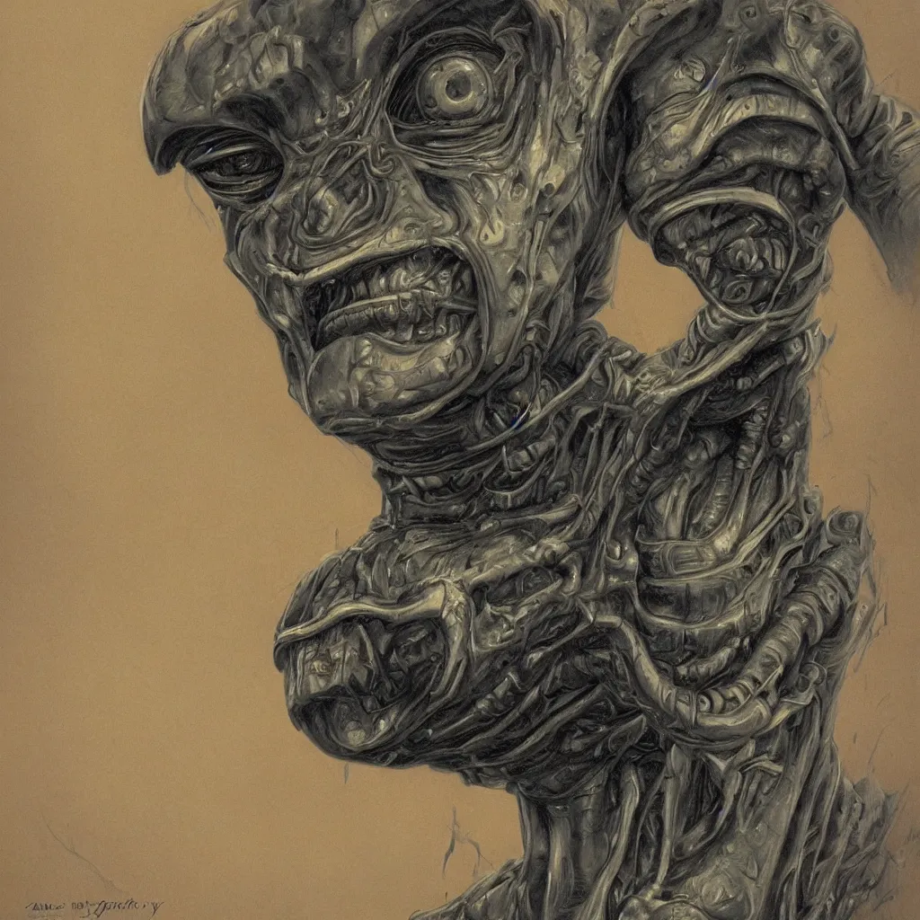 Prompt: portrait of an alien in the style james gurney