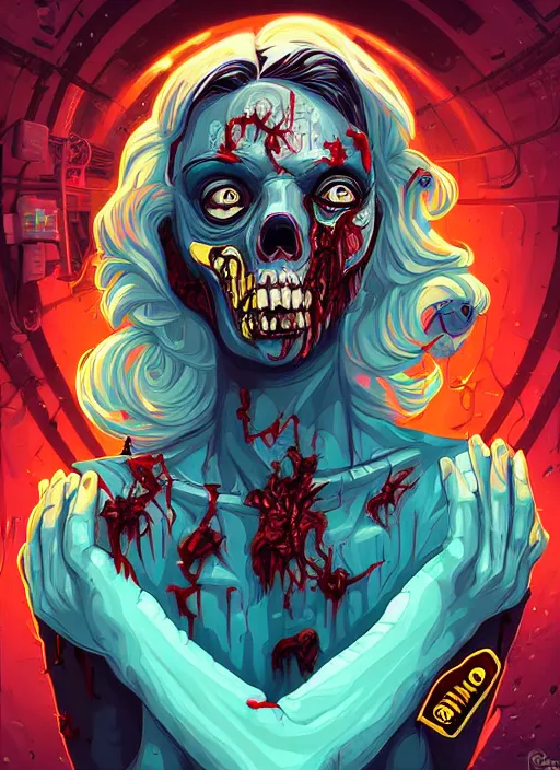 Image similar to zombie in sci fi prison, tristan eaton, victo ngai, artgerm, rhads, ross draws