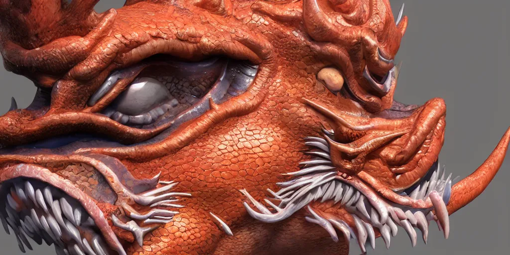 Prompt: a portrait of a chinese dragon, close up, 3 d model, unreal engine 5, sharp focus, 4 k, epic lighting.