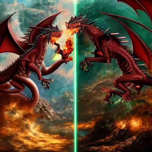 Prompt: battle of the dragon gods