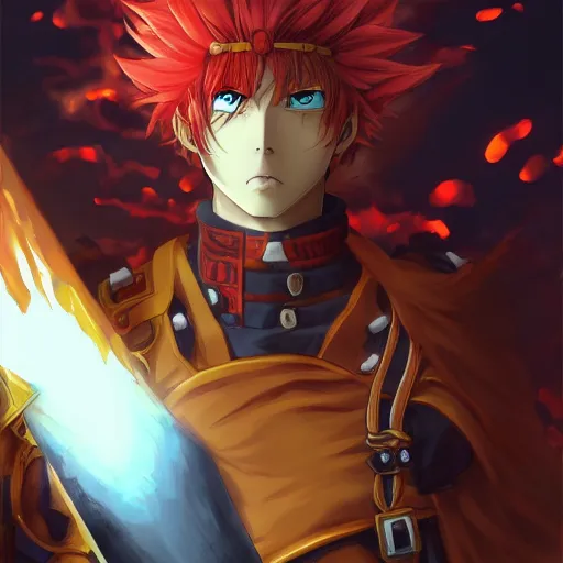 Image similar to portrait of the flaming soldier who brings only dread, anime fantasy illustration by tomoyuki yamasaki, kyoto studio, madhouse, ufotable, comixwave films, trending on artstation