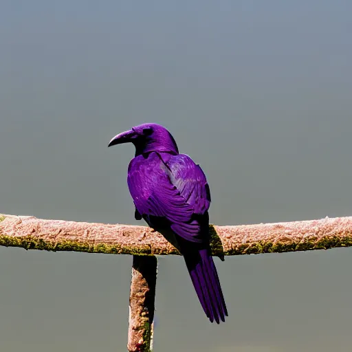 Prompt: purple crow on a bracing, sun made of lollipop