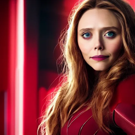 Image similar to A portrait of elizabeth olsen as the scarlet witch, 8k resolution