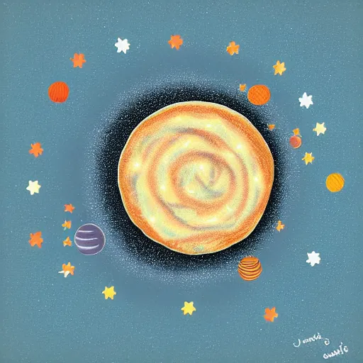 Prompt: the universe backed in a cake in an oven, digital art