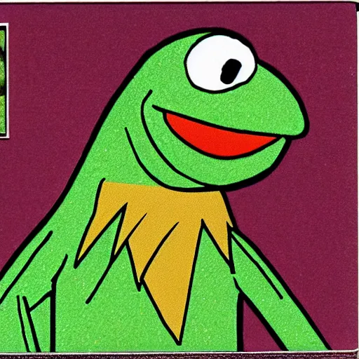 Prompt: passport photo of kermit the frog