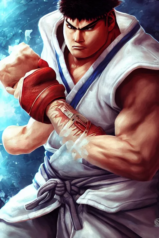 Street Fighter II Ryu Standing Ready to Fight Fireball · Creative Fabrica