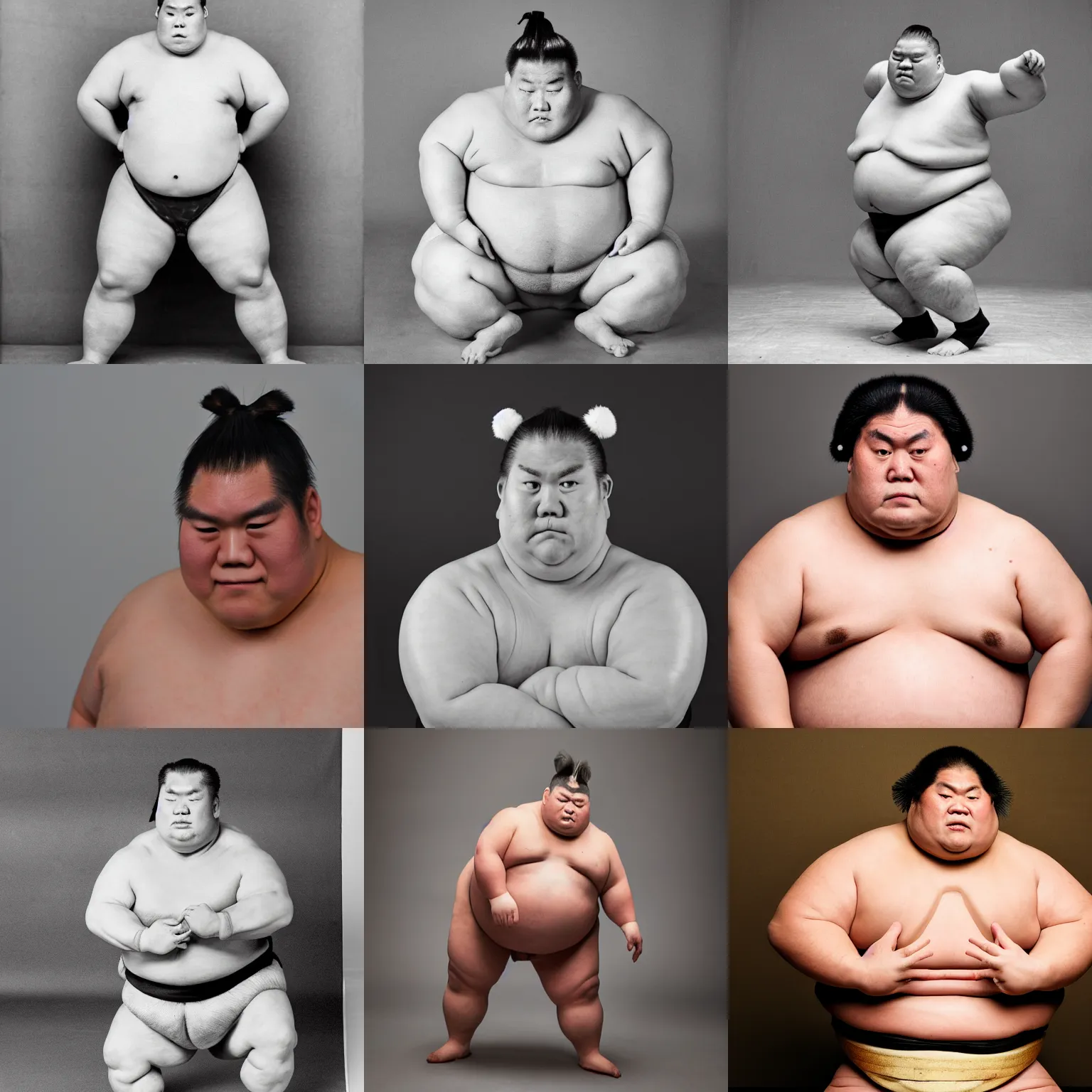 Prompt: sumo wrestler, studio photo