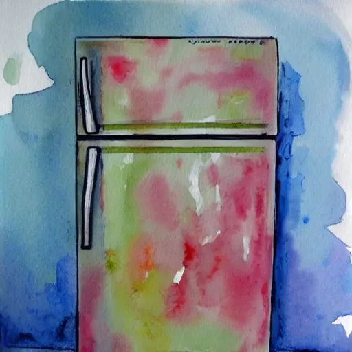 Image similar to fridge, watercolor