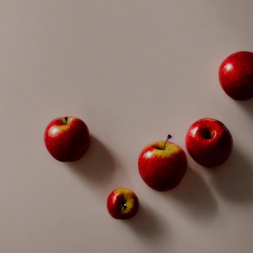 Image similar to photo of a red apple on a white table, cinematic lighting, highly detailled