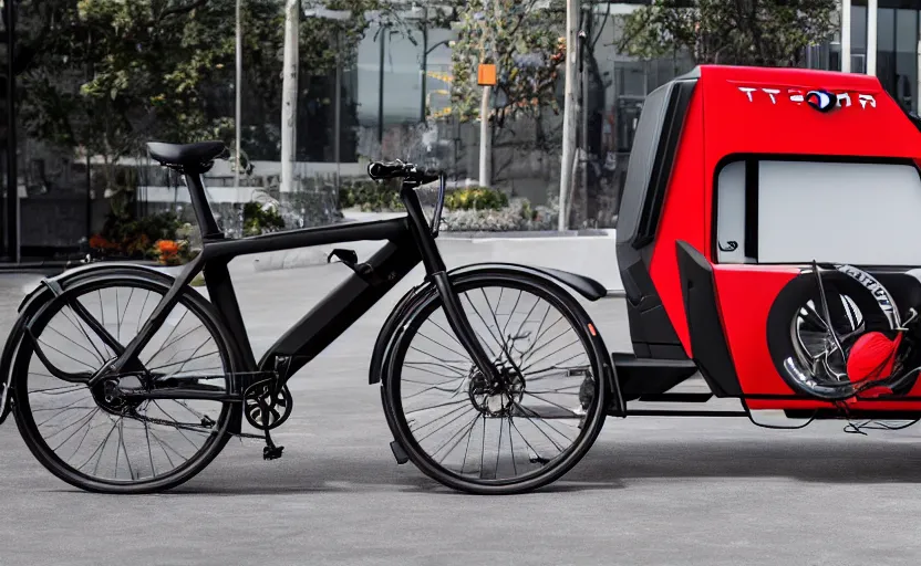 Prompt: cybertruck bicycle designed by Tesla, professional photo