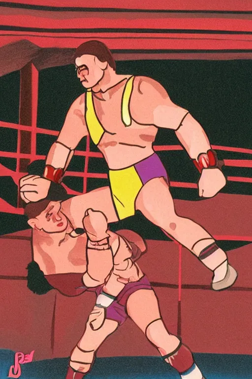 Image similar to detailed illustration, basil zempilas as a 1 9 8 0 s wrestling action figure, ultra realistic, dramatic lighting