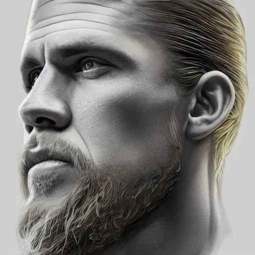 Image similar to Portrait of Jax Teller, intricate upper body, highly detailed, digital painting, artstation, concept art, smooth, sharp focus, illustration, art by Hajime Sorayama