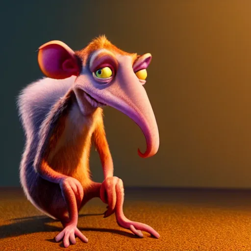 Prompt: a high resolution render of sid from ice age movie by johannen voss by david cronenberg by francis bacon by peter kemp by octane render blender 8 k isometric dof neon colours