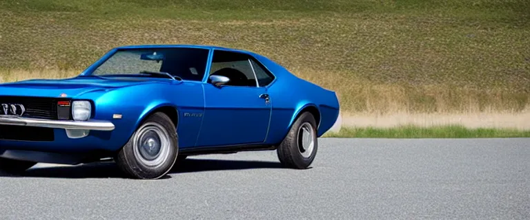 Prompt: denim blue audi camaro b 1 ( 1 9 6 9 )