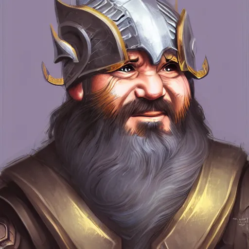 Prompt: dwarven fighter with grey braided hairstyle and beard and wrinkled skin wearing platemail armor by rossdraws