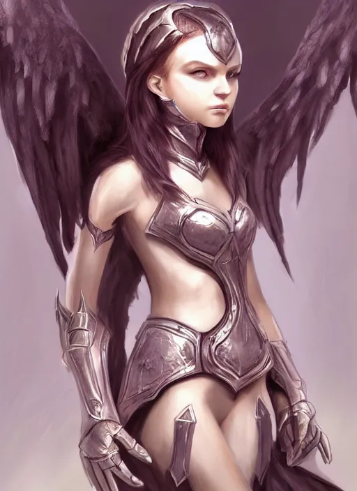 Image similar to concept art. angel knight girl. artstation trending. highly detailed