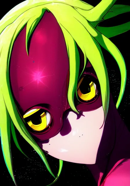 Image similar to eyes, portrait of a beautiful slime woman by aramaki shinji, tsurumaki kazuya, smug, 8 k, hd, saturated, flcl, hyperreality, fate grand order, symmetry