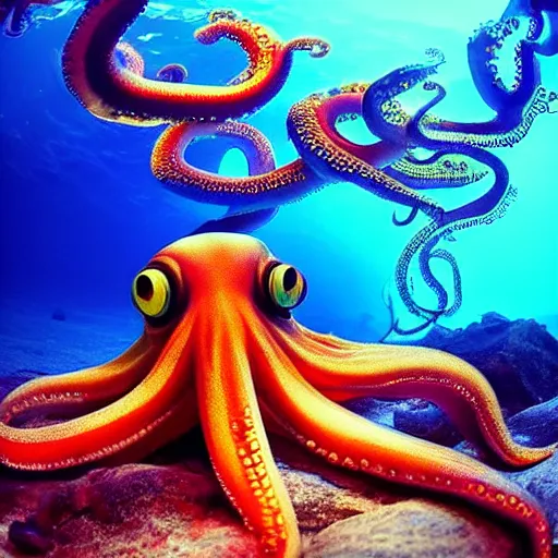 Image similar to octopus god is almighty, incredible photography, beautiful ambient light