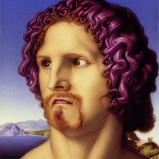 Image similar to washed - out outrun, tyrian purple by evelyn de morgan. a beautiful installation art of a giant head. the head is bald & has a big nose. the eyes are wide open & have a crazy look. the mouth is open & has sharp teeth. the neck is long & thin.