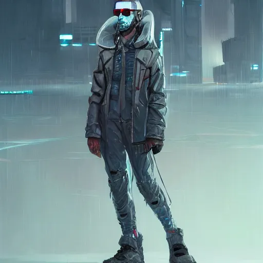 Image similar to concept art of cyberpunk scientist by jama jurabaev, brush stroke, scifi accessories, trending on artstation, symmetry, high quality, extremely detailed