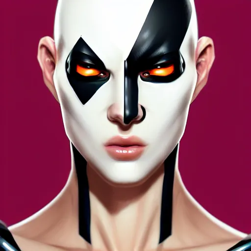 Prompt: Domino X-force, pale purely white skin asymmetrical black spot over LEFT eye, highly detailed, digital painting, artstation, concept art, smooth, sharp focus, illustration, no spot over right eye